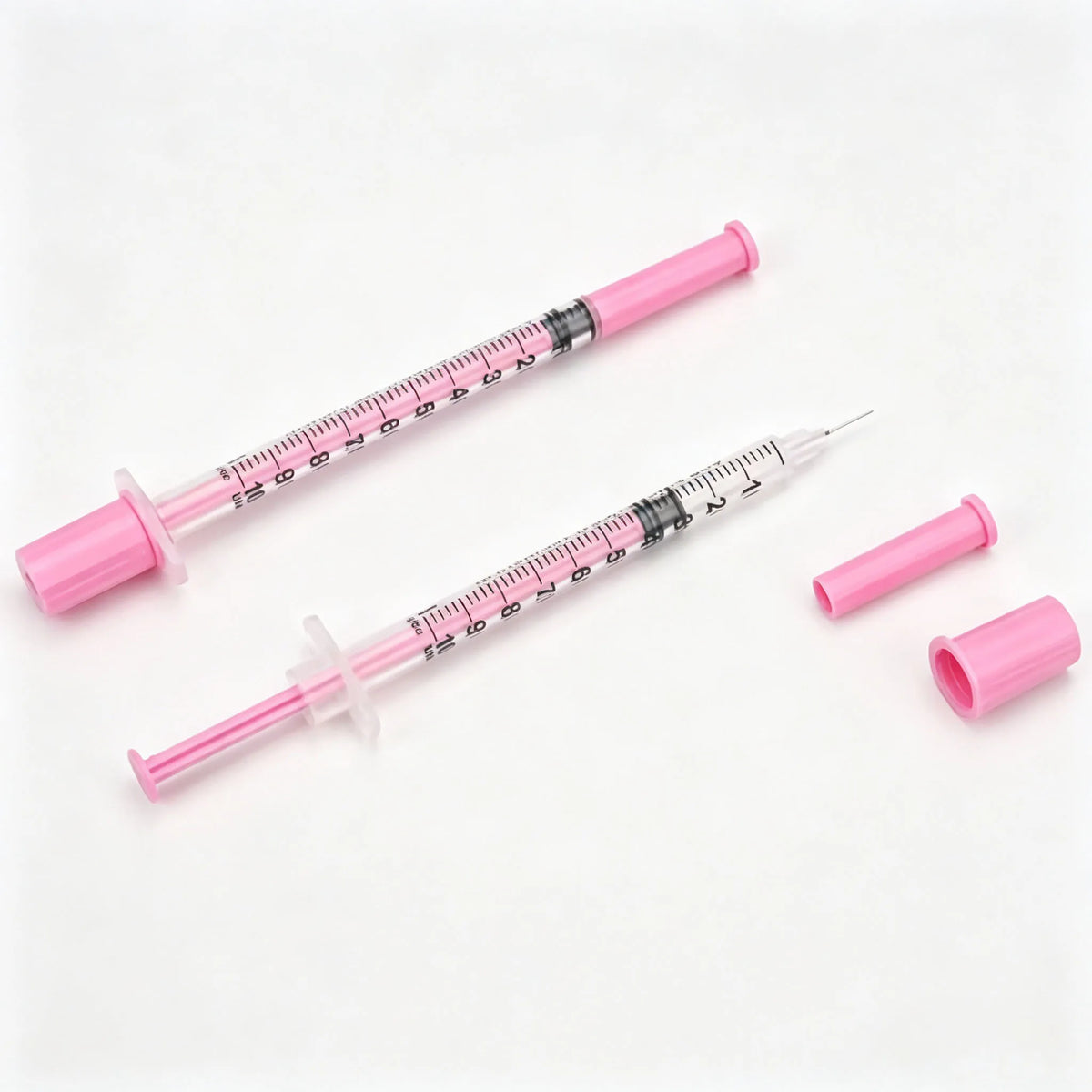 U-100 Insulin Syringes - 1ml Sterile Disposable Injection Tools in Purple, Pink, Blue, Green, Orange & Black for Beauty Machines