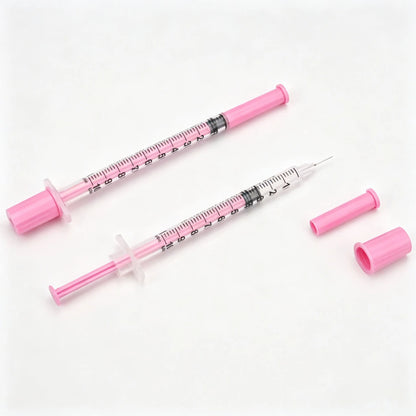 U-100 Insulin Syringes - 1ml Sterile Disposable Injection Tools in Purple, Pink, Blue, Green, Orange & Black for Beauty Machines