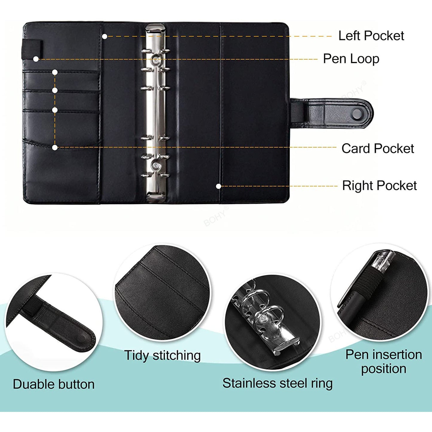A6 PU Leather Budget Binder Set – Cash Envelopes System, Pockets, Money Organizer, Bill Saving Accessories