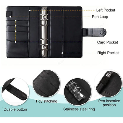 A6 PU Leather Budget Binder Set – Cash Envelopes System, Pockets, Money Organizer, Bill Saving Accessories