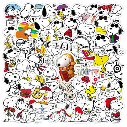 50PCS Snoopy Cartoon Stickers - Cute Dog Decals for Laptops, Skateboards, Water Bottles, Motorcycles, and DIY Decorations