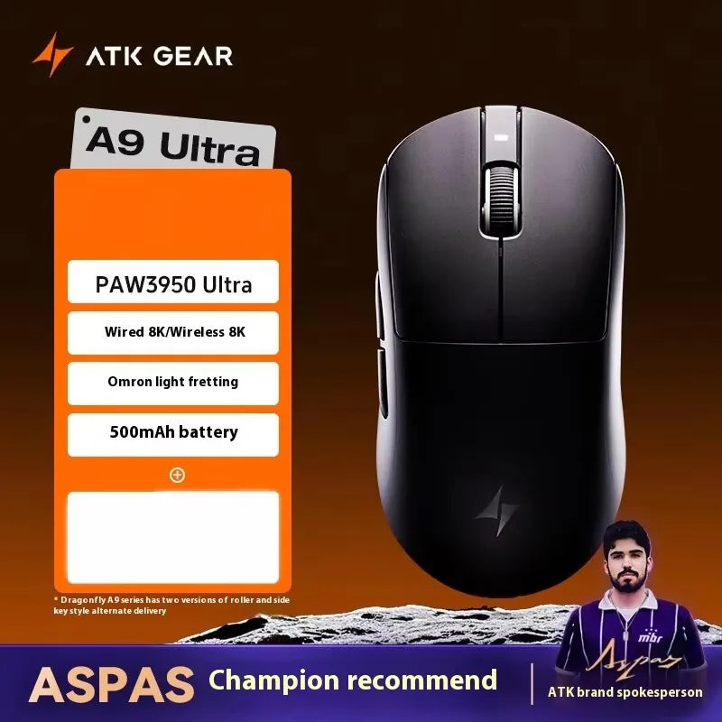 ATK DragonFly A9 Air Ultimate Wireless Gaming Mouse - 42000DPI PAW3950 Sensor 8KHz RGB Ergonomic Mouse for PC Windows & MacOS