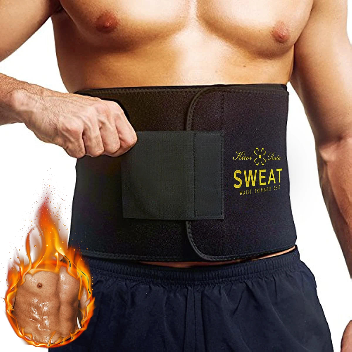 Men’s Waist Trimmer Belt — Neoprene Tummy Control Body Shaper with Sweat Wrap & Lumbar Support
