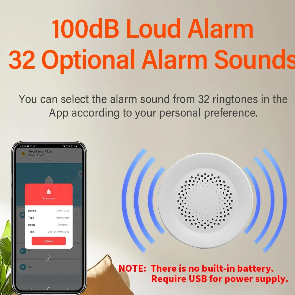 Tuya Zigbee Siren Alarm – 100db Smart Home Security Speaker, Works with Alexa & Yandex Alice, Requires Tuya Zigbee Hub