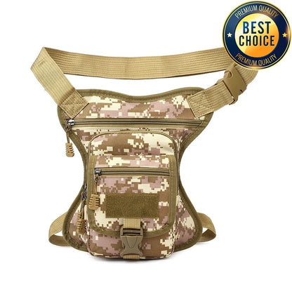 Camouflage Motorcycle Drop Leg Bag – Waterproof, Multifunctional Waist Bag for Travel, Hiking & Outdoor Riding