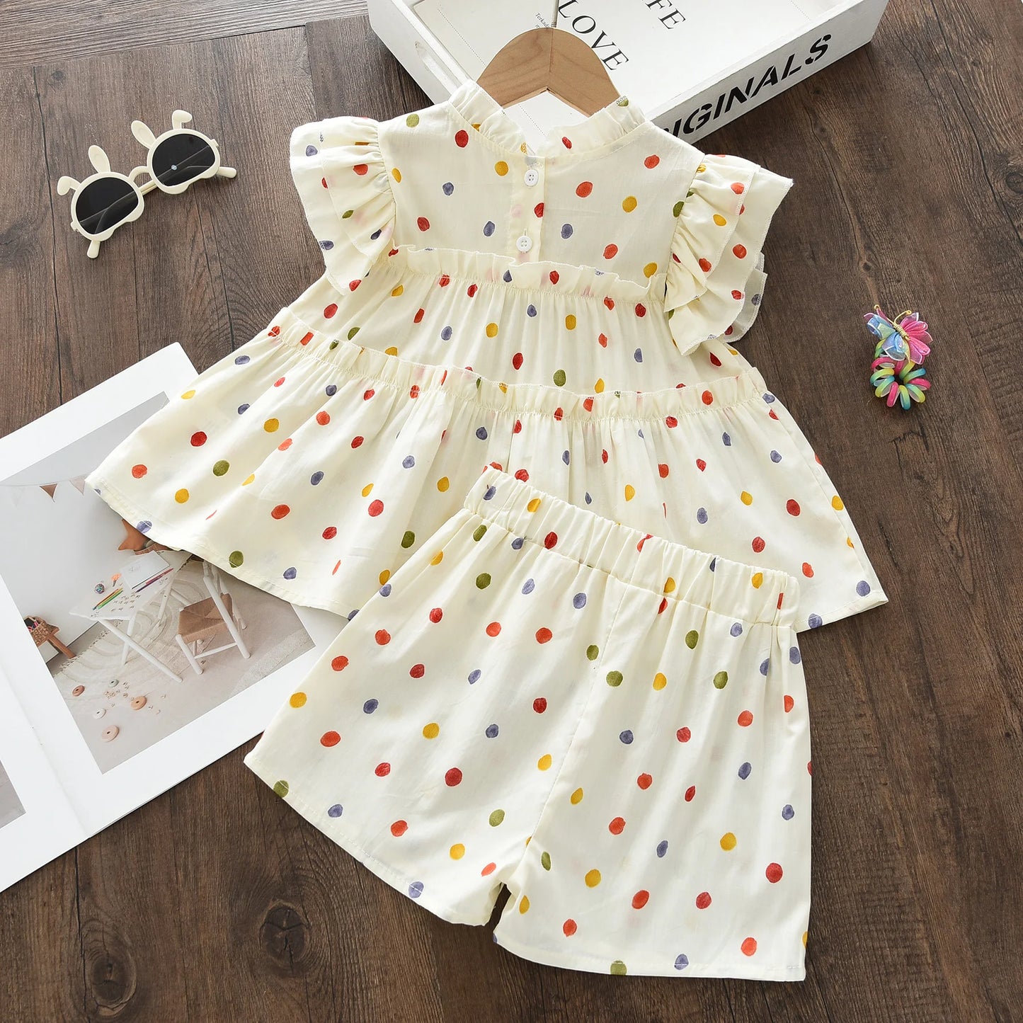Children's Floral Embroidery Lace Set - Sleeveless Top & Shorts, 2-Piece Toddler Girl Clothes for 2-7 Years