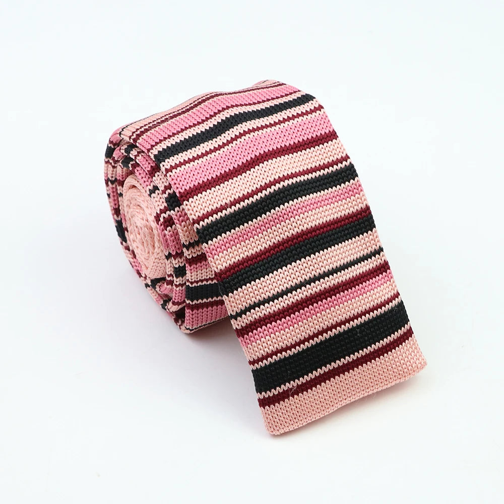 Classic Knit Neck Tie for Men — 6cm Plaid & Dots Casual Business Wedding Tie