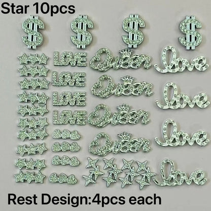 43PCS Luxury Charm Set — Diamond Bow, Perfume Bottle, Butterfly & Lip Decorations for Phone Case, Purse, and DIY Crafts