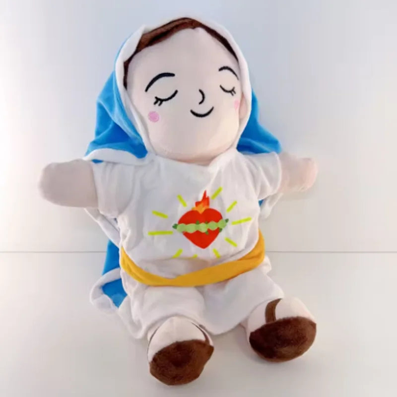 Maria Blue Breathing Jesus Doll – Remote Control Light & Music Toy, Easter & Christmas Gift for Boys and Girls