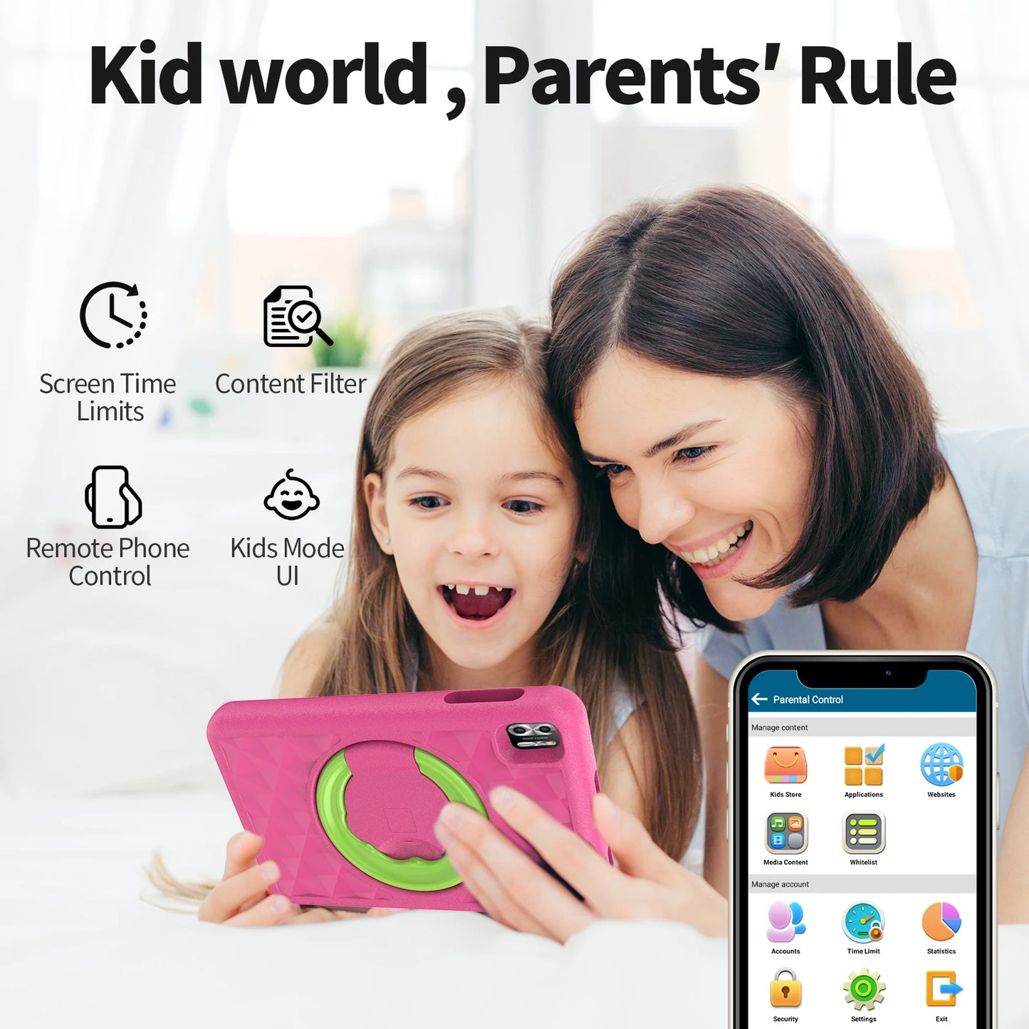 VASOUN Kids Tablet 8 Inch – Android 13, Quad-Core, 8GB RAM (4+4 Expand), 64GB ROM, 5000mAh, Dual Camera, WiFi, Parental Control
