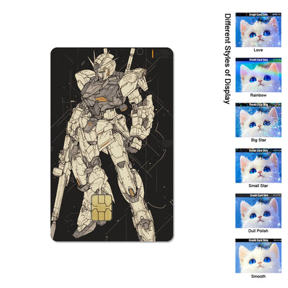 Gundam RX-78-2 & ZGMF-X19A Card Stickers - 2.5D HD Matte Waterproof PVC Skins for Credit and Debit Cards