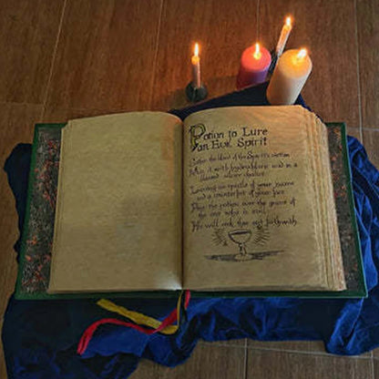 Book of Shadows Journal – Green Cover Bound Blank & Lined, 350 Pages for Spells & Records, Retro Gift Spellbook