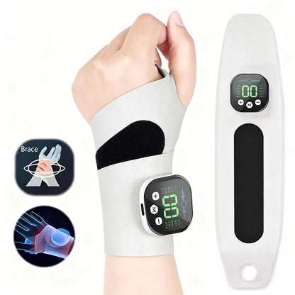 EMS Hand & Wrist Massager - Cordless 10-Mode Vibration Massage Brace with USB Rechargeable Design
