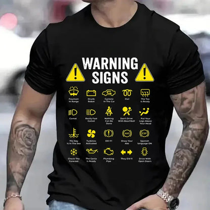 Funny Driving Warning T-Shirt - Men’s Auto Mechanic Graphic Tee for Summer Casual Style