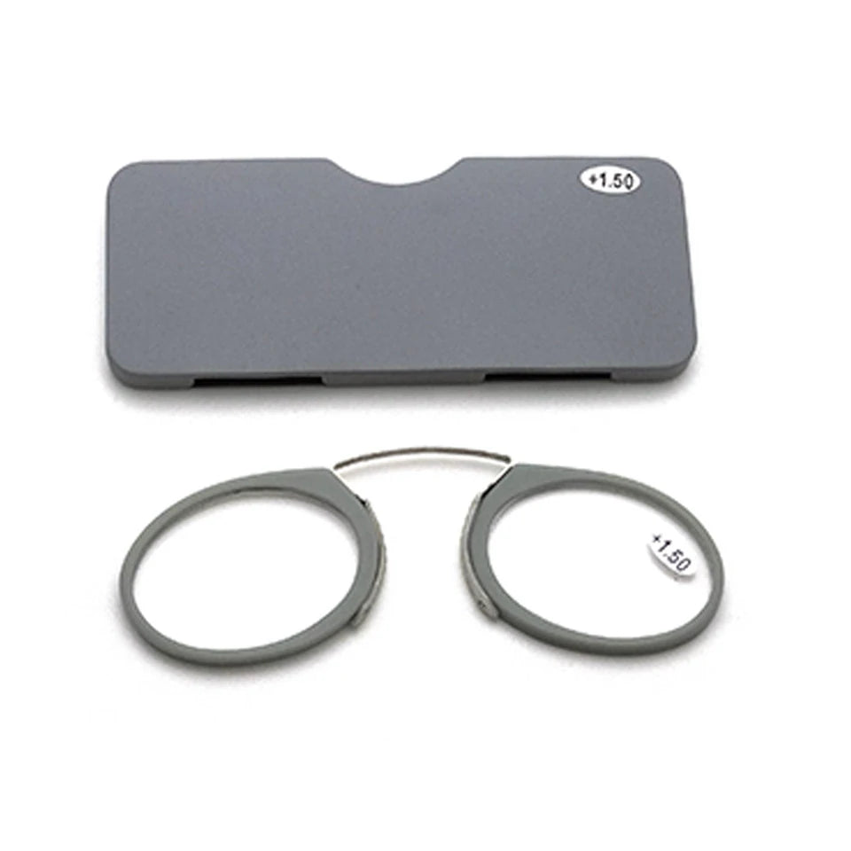 NONOR Magnifying Nose Clip Reading Glasses - Ultralight TR90 No Arm Portable Eyewear with Case +1.0 to +3.0 Lens