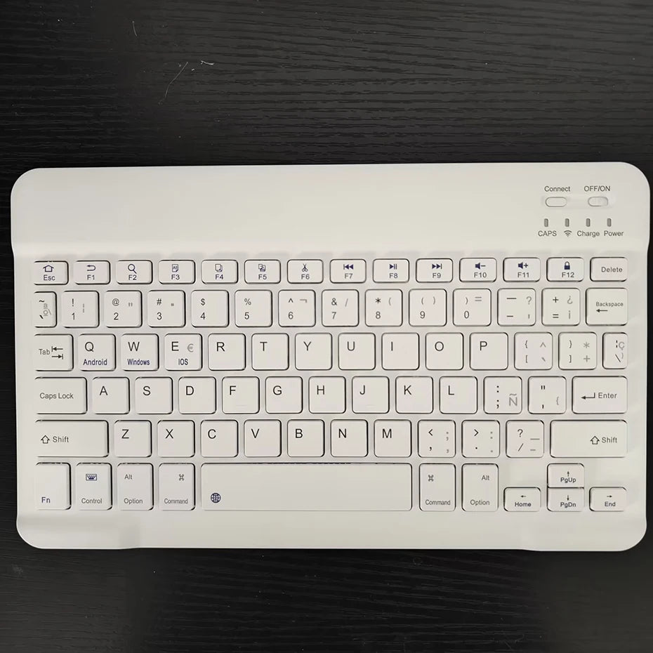 Spanish/English 10-Inch Bluetooth Keyboard – Wireless Rechargeable Universal Keyboard for iPad Air, Pro, Phone, Tablet, Laptop