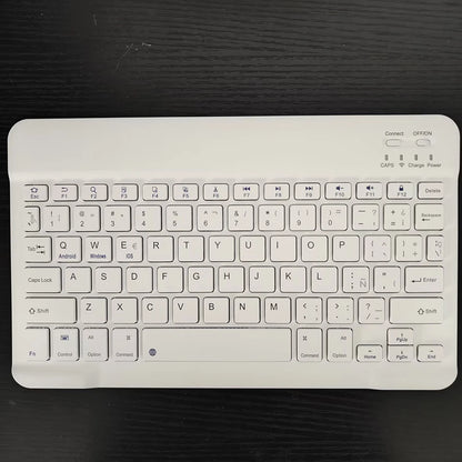 Spanish/English 10-Inch Bluetooth Keyboard – Wireless Rechargeable Universal Keyboard for iPad Air, Pro, Phone, Tablet, Laptop
