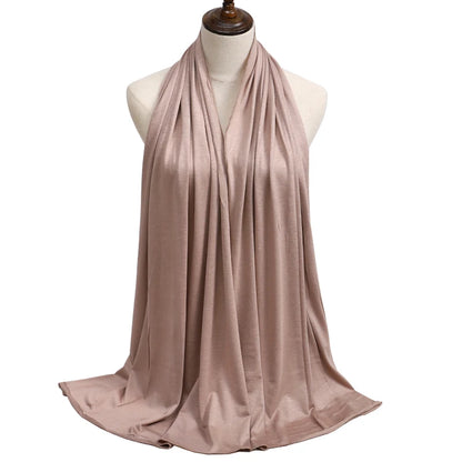 Women's Modal Cotton Jersey Hijab - Soft Solid Color Muslim Headscarf for Ramadan & Everyday Wear