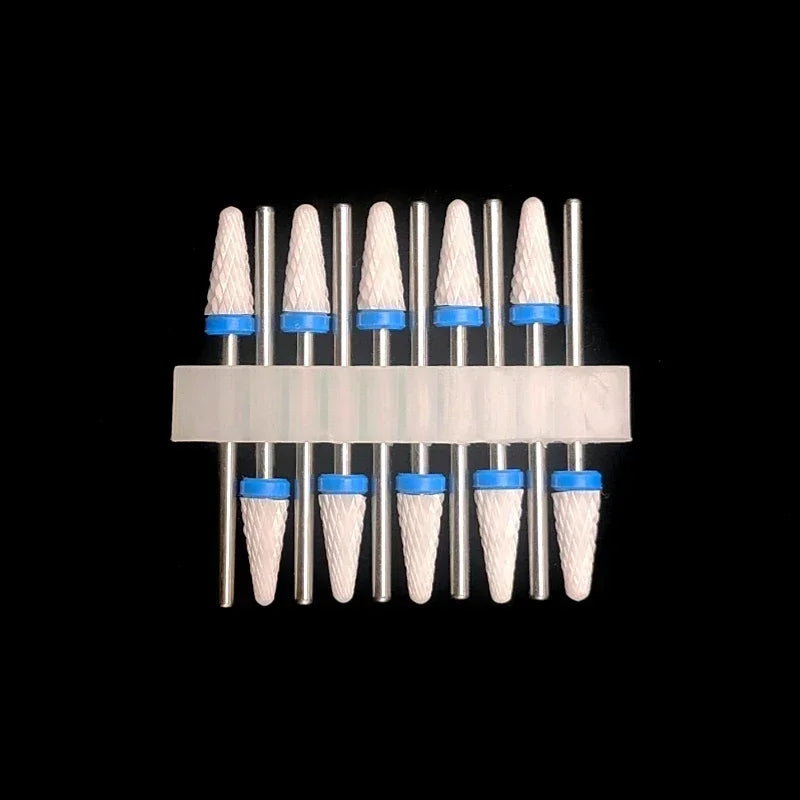 10PCS Ceramic Nail Drill Bits - Rotary Milling Cutters for Gel Polish Removal & Nail Grinding Machine Accessories