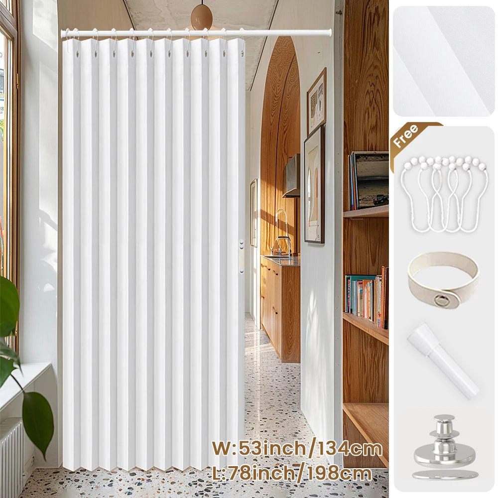 Blackout Folding Door Curtain – 1 Panel Privacy Screen for Living Room, Bedroom, Kitchen, Closet, Room Divider