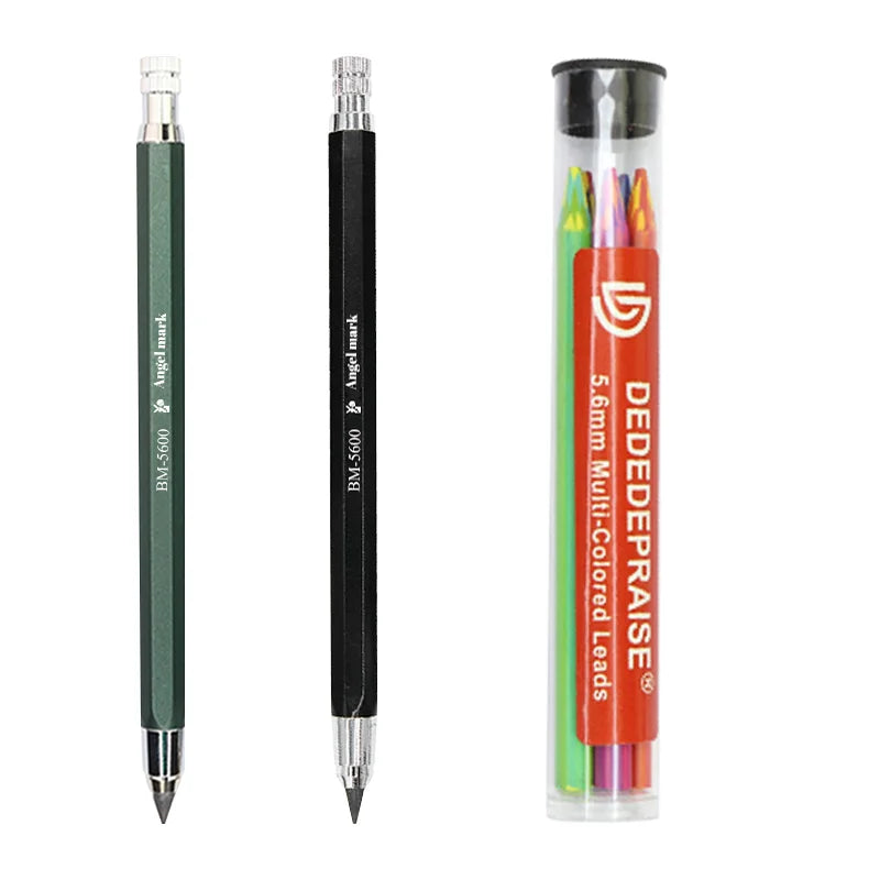 5.6mm Mechanical Pencils & Charcoal Graphite Lead – Soft, Medium & Hard HB to 14B Sketch Drawing Core
