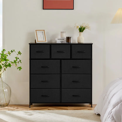 Dresser for Bedroom – 9 Fabric Storage Drawers, Tall Chest Organizer for Adult & Kids Clothes, Closet Cabinet Furniture