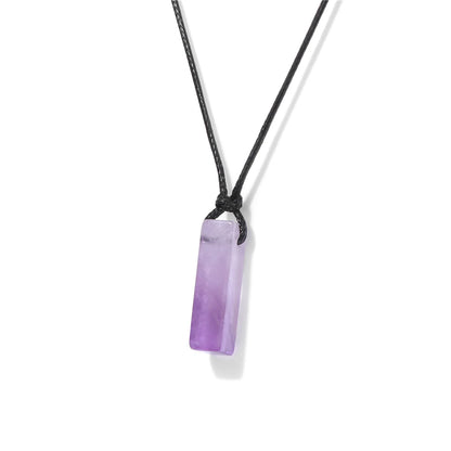 Men's Vintage Rectangle Obsidian Pendant Necklace – Natural Tiger Eye & Labradorite Gem, Leather Rope Braid Healing Jewelry