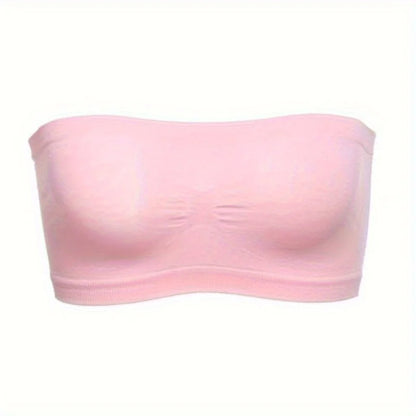 Women’s Strapless Seamless Bandeau Bra – Soft Stretch Breathable Mesh Invisible Underwear