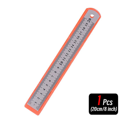 Stainless Steel Precision Ruler - 10-Piece 15-30cm Double-Sided Metric Measuring Scale for Accurate Measurement