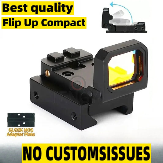 Mini Red Dot Sight - Flip Up Compact Reflex Optic Scope with 20mm 1913 Mount for Glock MOS Pistols & Hunting Rifles