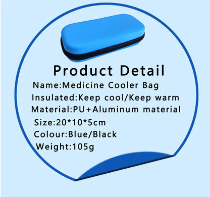 Waterproof PU Insulin Cooler Bag – Portable Insulated Diabetic Travel Case, Aluminum Foil Cooler Box & Ice Bag