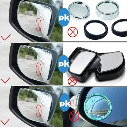 2pcs Car Blind Spot Mirrors - 360° Adjustable HD Wide Angle Frameless Rearview Auxiliary Round Mirrors