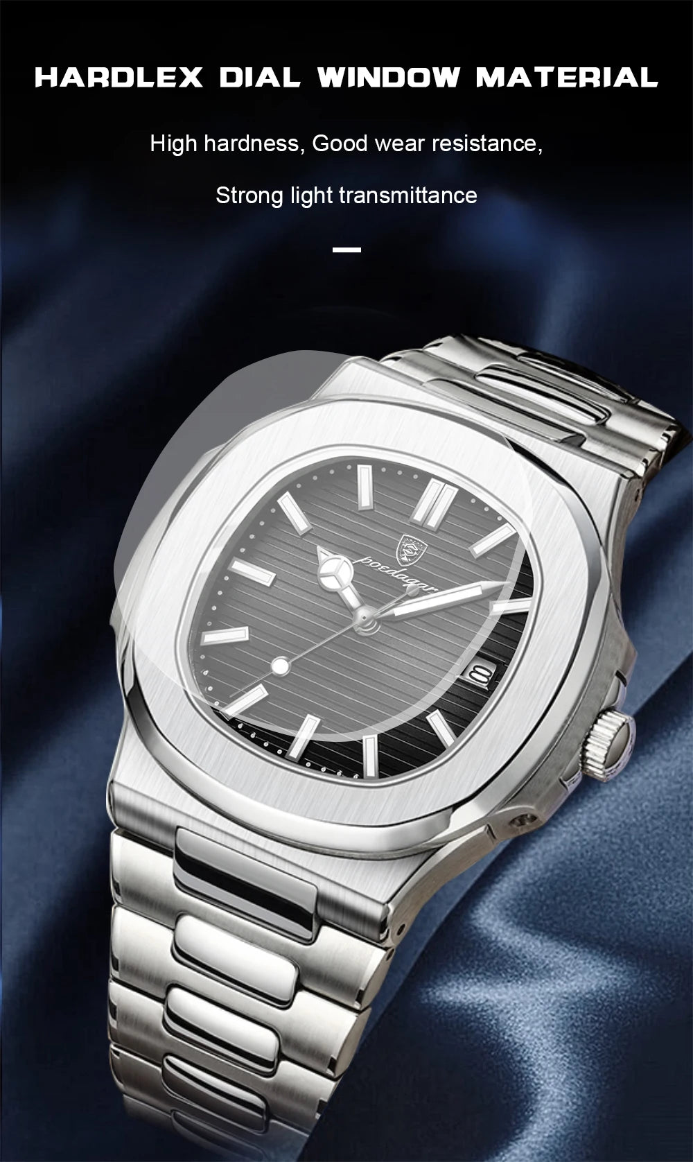 POEDAGAR Luxury Men's Sports Watch — Waterproof Luminous Quartz Wristwatch with Square Dial & Date