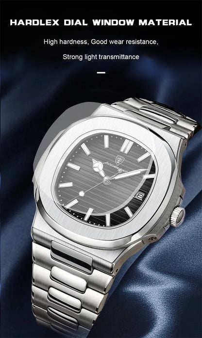 POEDAGAR Luxury Men's Sports Watch — Waterproof Luminous Quartz Wristwatch with Square Dial & Date