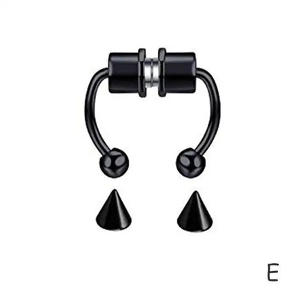 Women’s Fake Septum Piercing – Stainless Steel Magnetic Nose Hoop Clip, Punk Rock Body Jewelry Gift