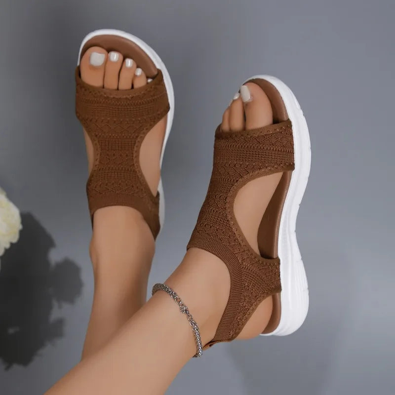 2025 Summer Women’s Casual Sports Sandals – Comfortable Mesh Wedge Beach & Roman Sandals