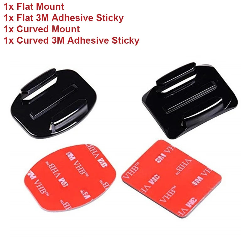 GoPro Helmet Adhesive Mount Kit – Flat & Curved 3M Sticky Mounts for GoPro Hero 5–12, Insta360 X3 & DJI Action Cameras