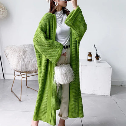 Thick Loose Long Cardigan Sweater Coat – Long Sleeve Warm Knit Outerwear, V-Neck Casual Office Jacket for Women, Fall & Winter