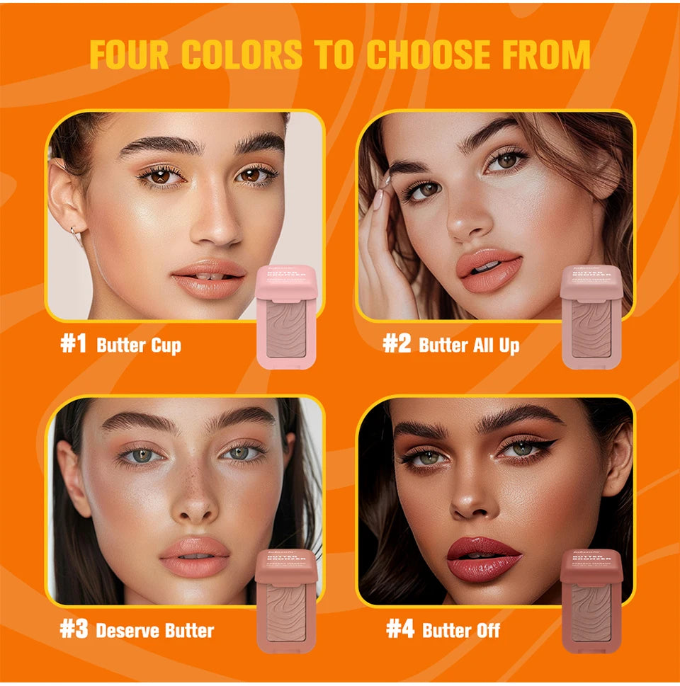 Professional Makeup Powder Blush - 12HR Wear, Vegan Formula, Pink Cream Blusher Palette for Face Cosmetics