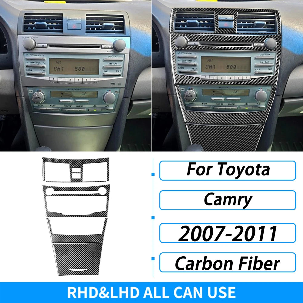 Toyota Camry 2007–2011 Carbon Fiber Interior Trim Set - Center Console, Gear Shift & Air Vent Decorative Covers