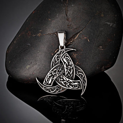 Men’s Celtics Knot Trinity Pendant Necklace — Stainless Steel Norse Runes Viking Amulet, Slavic Icelandic Vintage Jewelry Gift