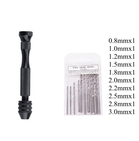 Mini Aluminum Hand Drill with Keyless Chuck – HSS Steel Twist Drill Bit for Woodworking & Manual Drilling