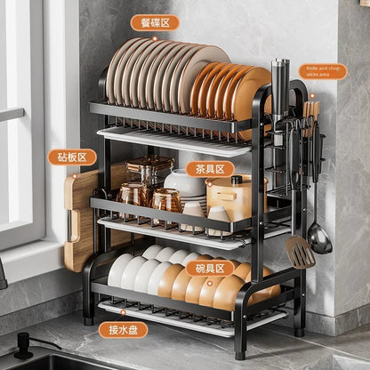 Household Multifunctional Bowl Rack – Stainless Steel Shelf Storage, Drain Rack, Tableware and Cupboard Organizer, Kitchen Dish Rack
