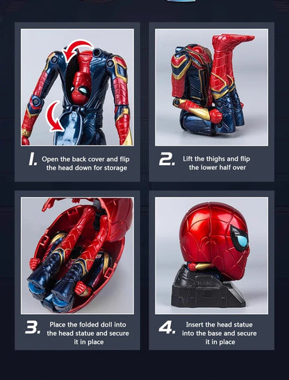 Marvel Iron Man Head Shaped Action Figure – Deformable Toy with Spider-Man Joints, Mobile Model Doll for Kids’ Educational Play