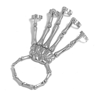 Punk Ghost Skeleton Hand Bracelet – Exaggerated Retro Halloween Skeleton Charm Wristband, Gothic Fashion Cross-Border Jewelry Accessory