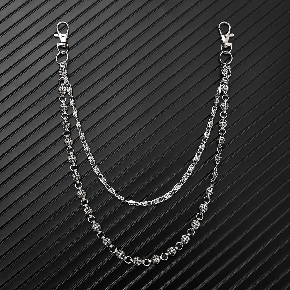 Harajuku Denim Hip Hop Chain - Personalized Punk Double-Layer Waist Chain for Unisex Streetwear