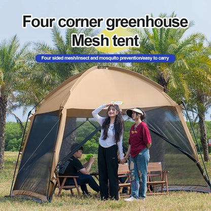 Outdoor Camping Mesh Tent – Rainproof, Sunscreen, Mosquito-Proof, Picnic & Beach Sunshade for 10 People