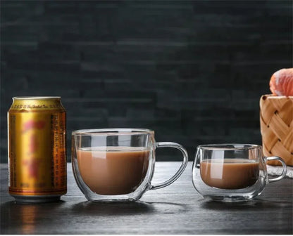 150-350ml Heat Resistant Borosilicate Glass Mug – Double Wall Coffee Cup with Handle, Clear Milk & Water Cup Gift