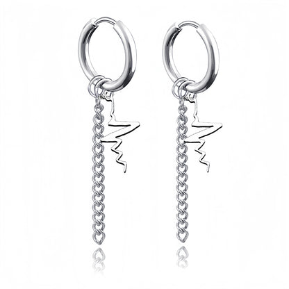 Long Hanging Cross & Leaf Hoop Earrings – Vintage Stainless Steel Hip Hop Unisex Jewelry Accessories