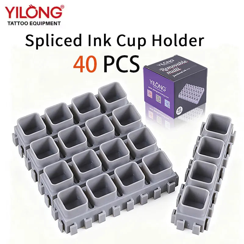 YILONG Multi-Spliced Tattoo Ink Cup & Cartridge Holder — ABS Desktop Storage Rack for Tattoo Accessories